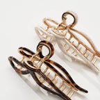 Sabrina Vintage Snow Ribbon Metal Bow Claw Clip - Large