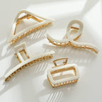 Vera White/Gold Metal Assorted Claw Clips - Large