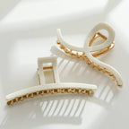 Vera White/Gold Metal Assorted Claw Clips - Large