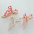 Sabrina Rosé Ribbon Metal Bow Claw Clip - Large